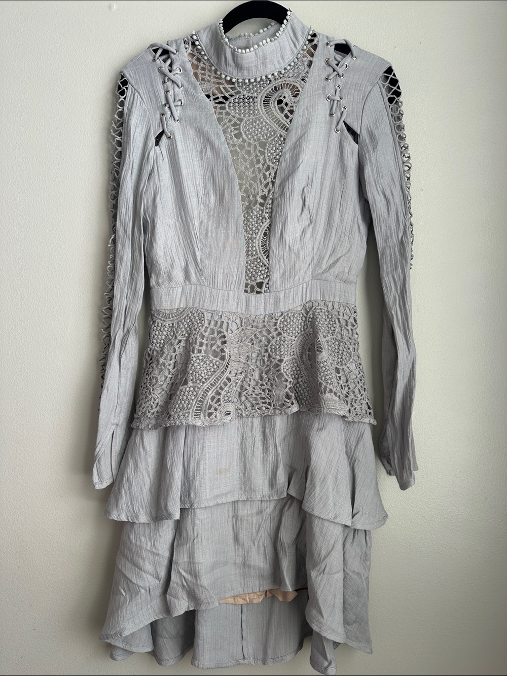 Seven Wonders Gray Lace Tie Dress - Picture 1 of 8